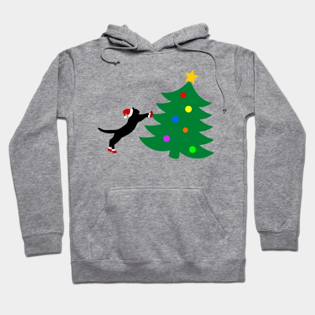 Cat ruining Christmas tree Hoodie by Mandz11